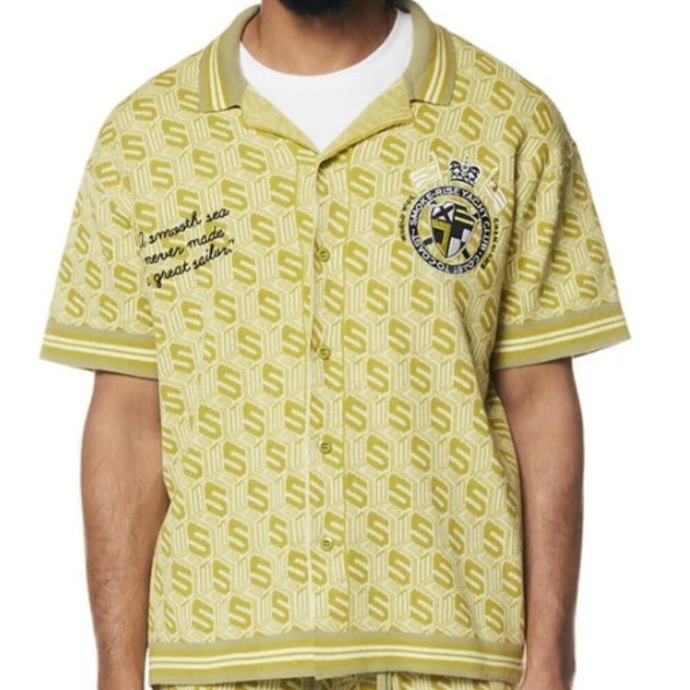 Smoke Rise Knit Polo Mens L Yacht Club Kelp Green Monte Carlo Streetwear Shirt